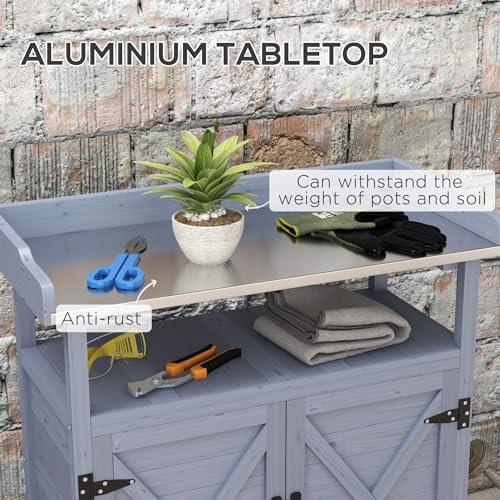 Wooden Potting Bench Table with Storage Cabinet H4979
