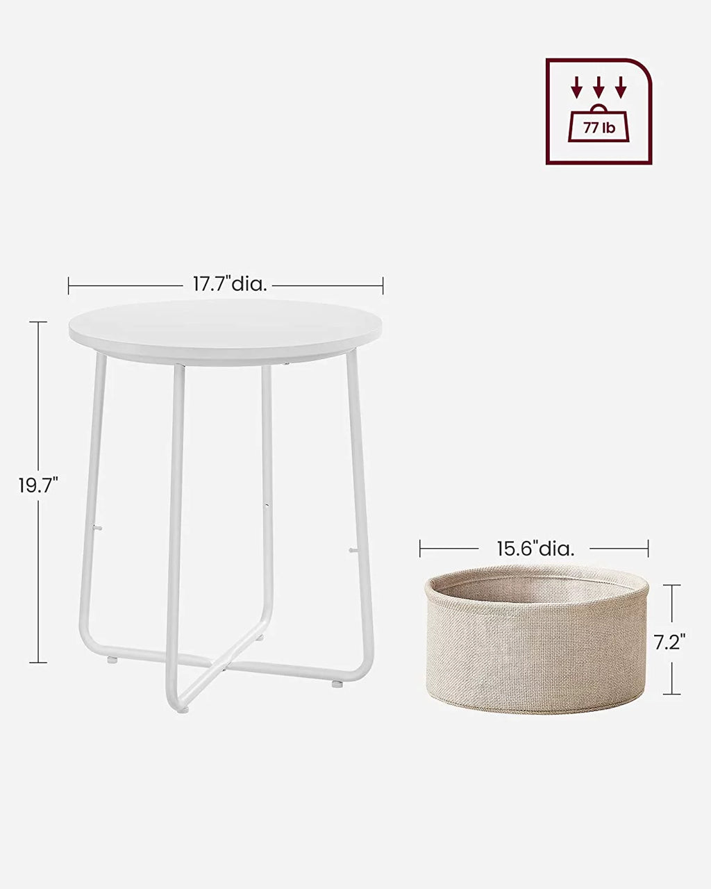 Round Side Table with Fabric Storage Basket G5077