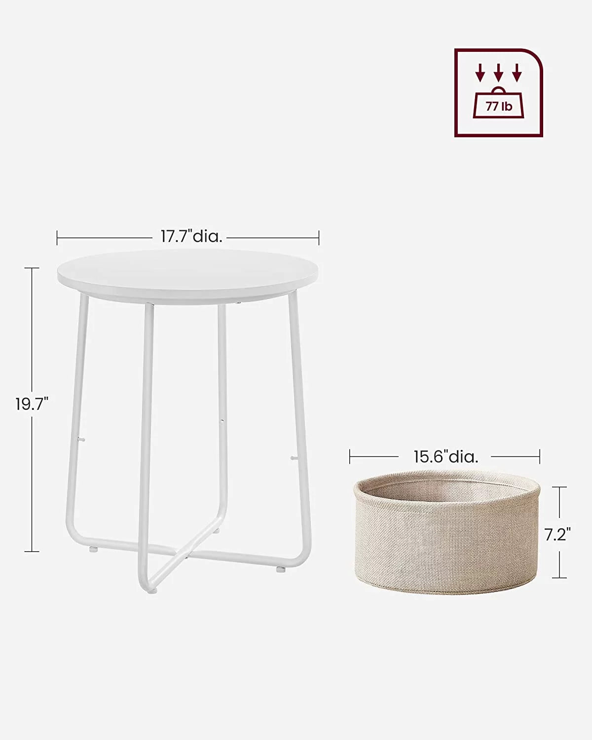 Round Side Table with Fabric Storage Basket G5077
