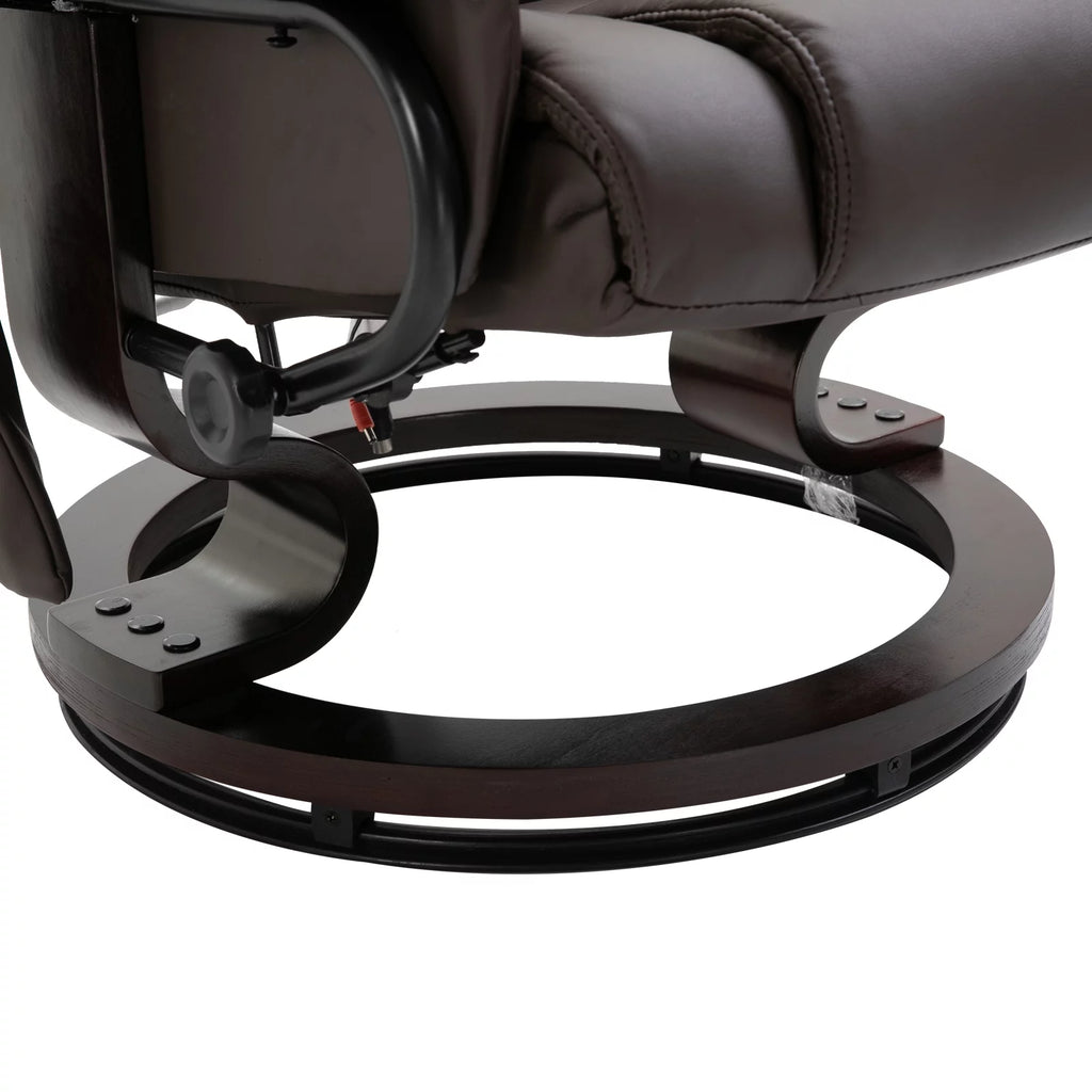 Brown Faux Leather Massage Recliner Chair with Footrest N27857