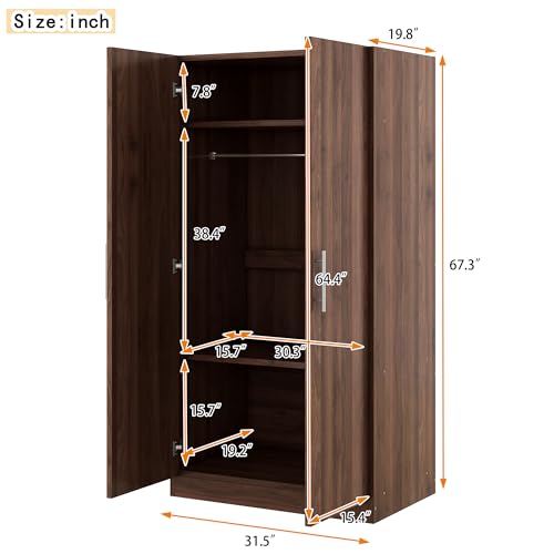 Black 4-Door Wooden Wardrobe Closet with 2 Drawers V669