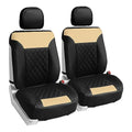 Beige Faux Leather Car Seat Covers Front Set T66036