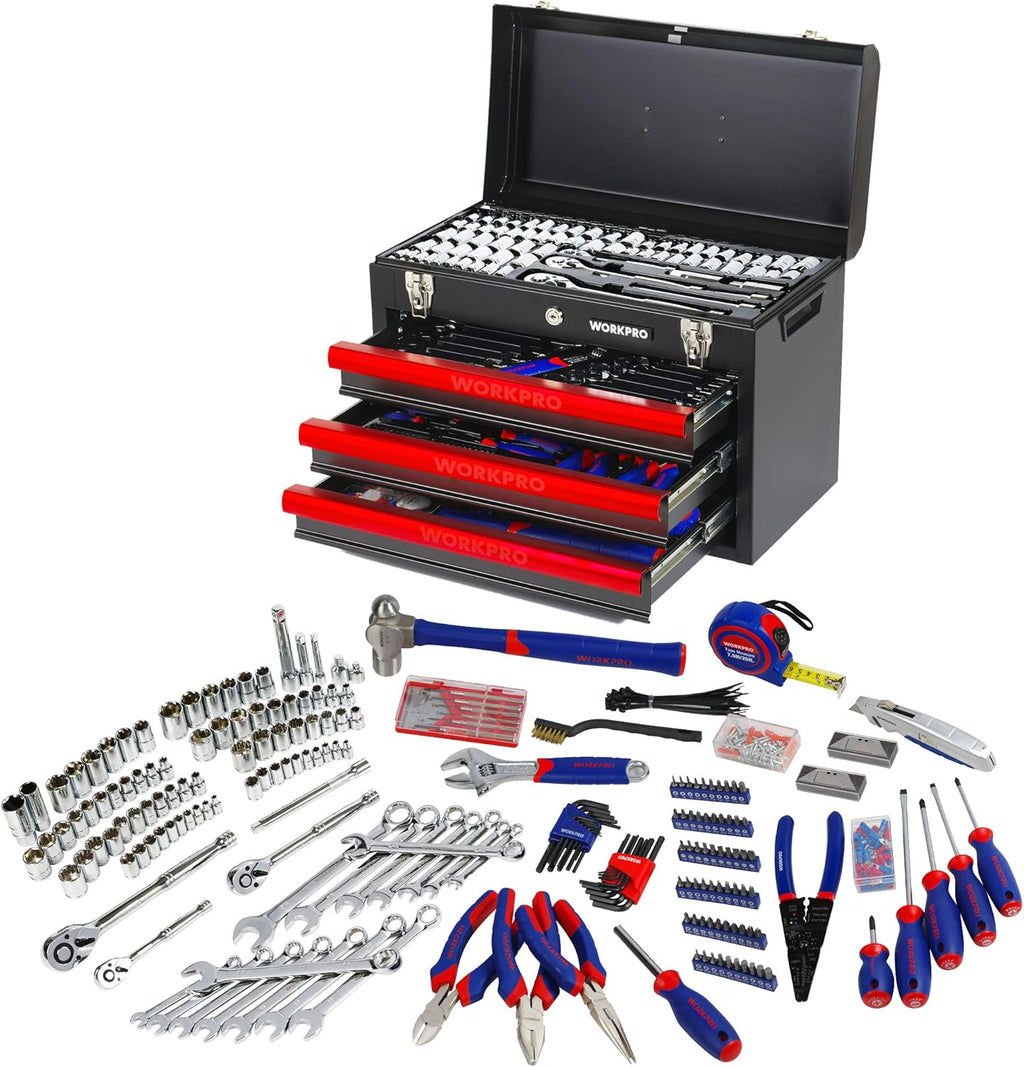 408-Piece Mechanics Tool Set with 3-Drawer Metal Box I7228