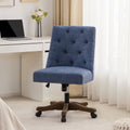 Blue Armless Swivel Fabric Padded Desk Chair J524432