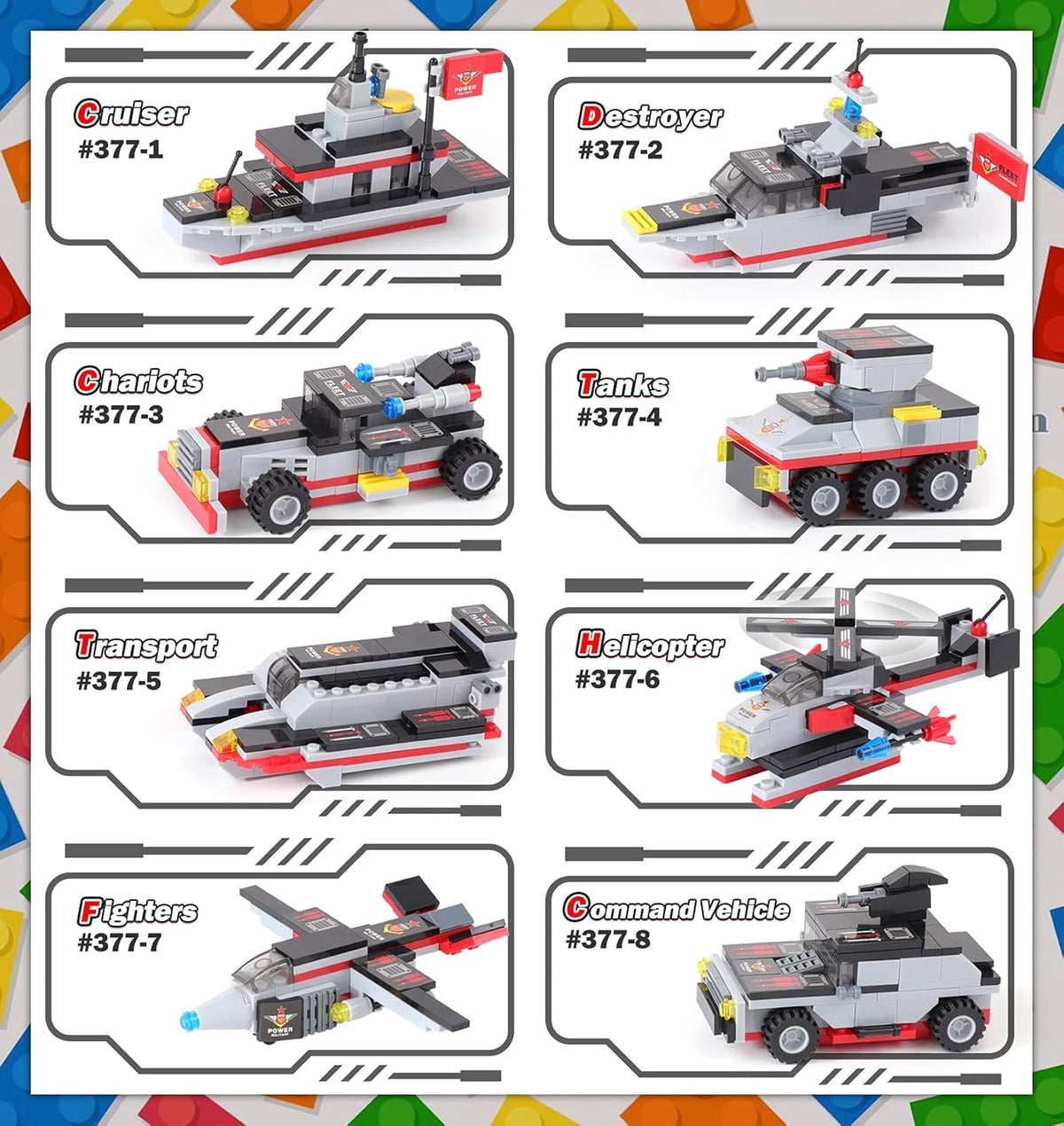 786 Pieces 8 in 1 Military Battleship Building Blocks Set B522