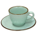 Ceramic Green Coffee Cup & Saucer Set 6 T8616
