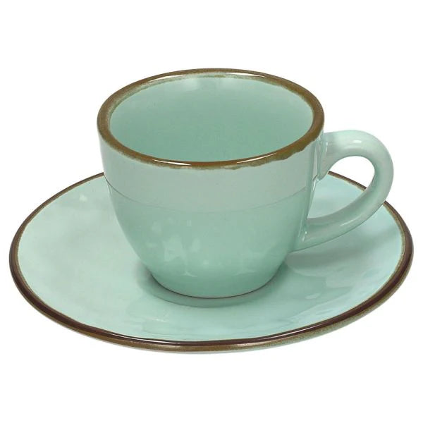 Ceramic Green Coffee Cup & Saucer Set 6 T8616