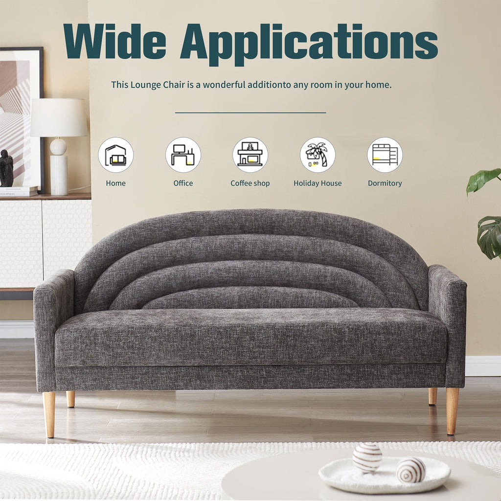 65" Grey Upholstered Three-seater Sofa T58112