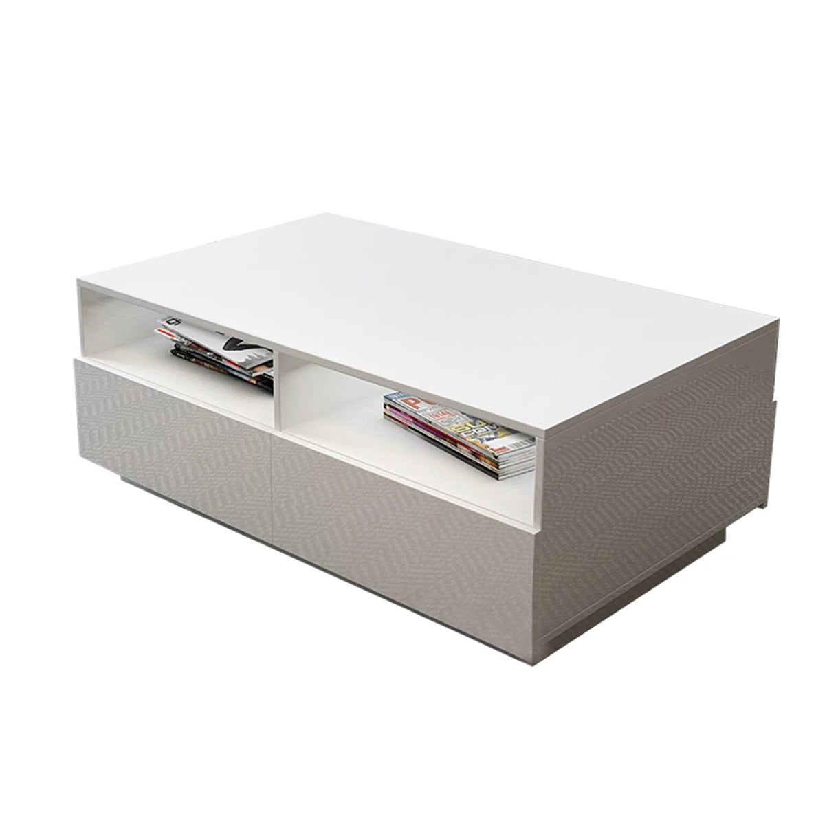 High Gloss Coffee Table with 4 Drawers and 2 Open Shelves E483761