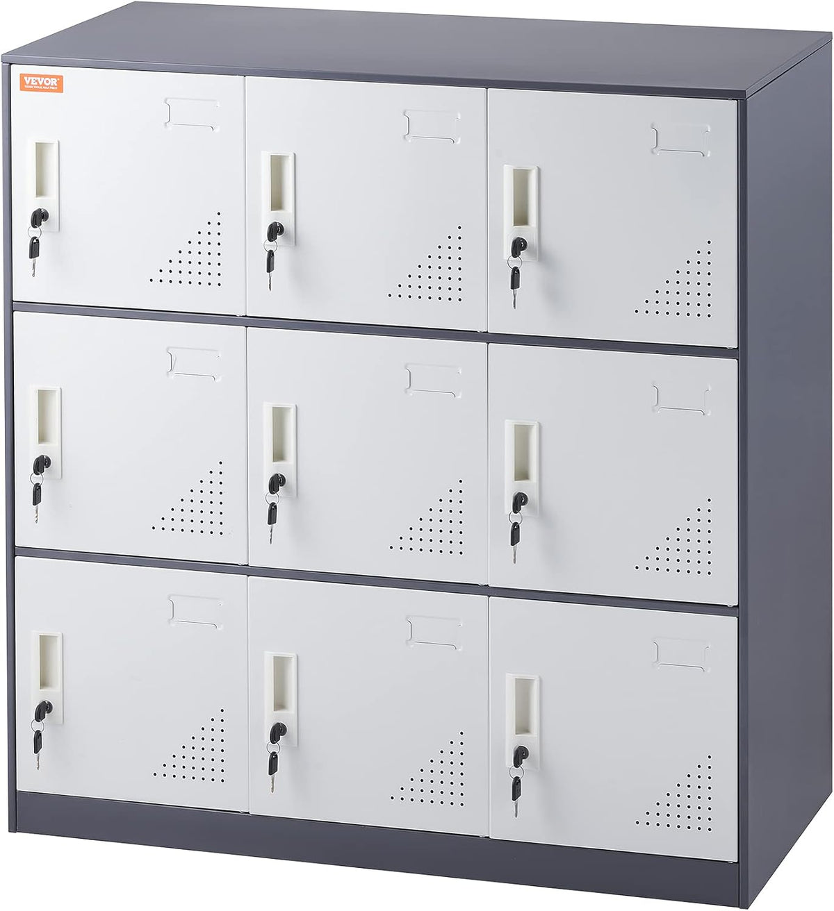 Gray Steel 9 Doors Storage Cabinet with Keys S698557