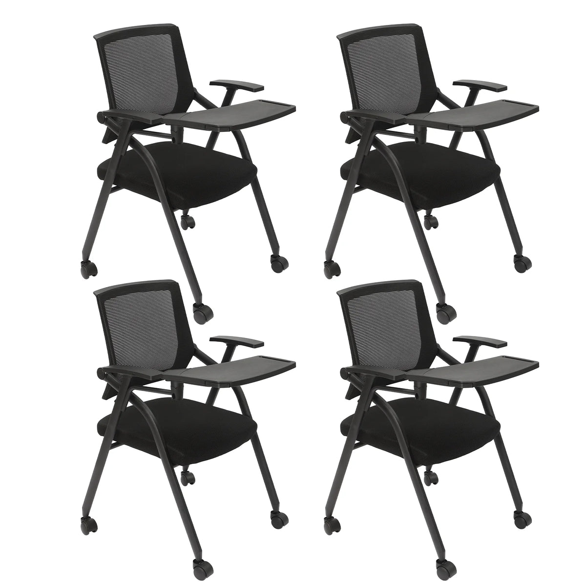 4 PCS Stackable Foldable Ergonomic Office Chair with Desktop and Wheels B671500
