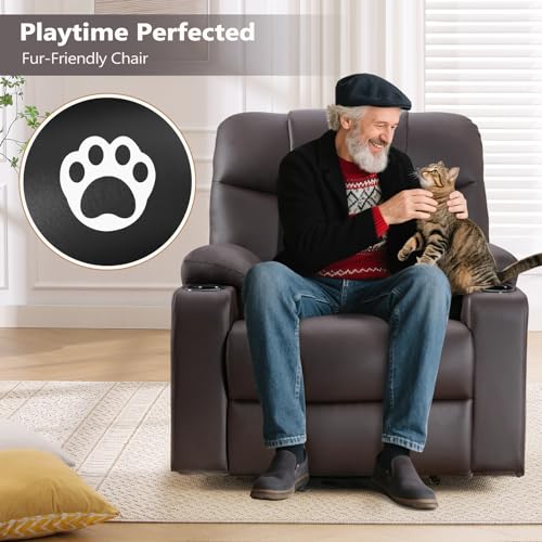 Large Power Lift Recliner Chair with Massage and Heat, Electric Wide Recliners, Heavy Duty Fabric Reclining Mechanism, Camel U201