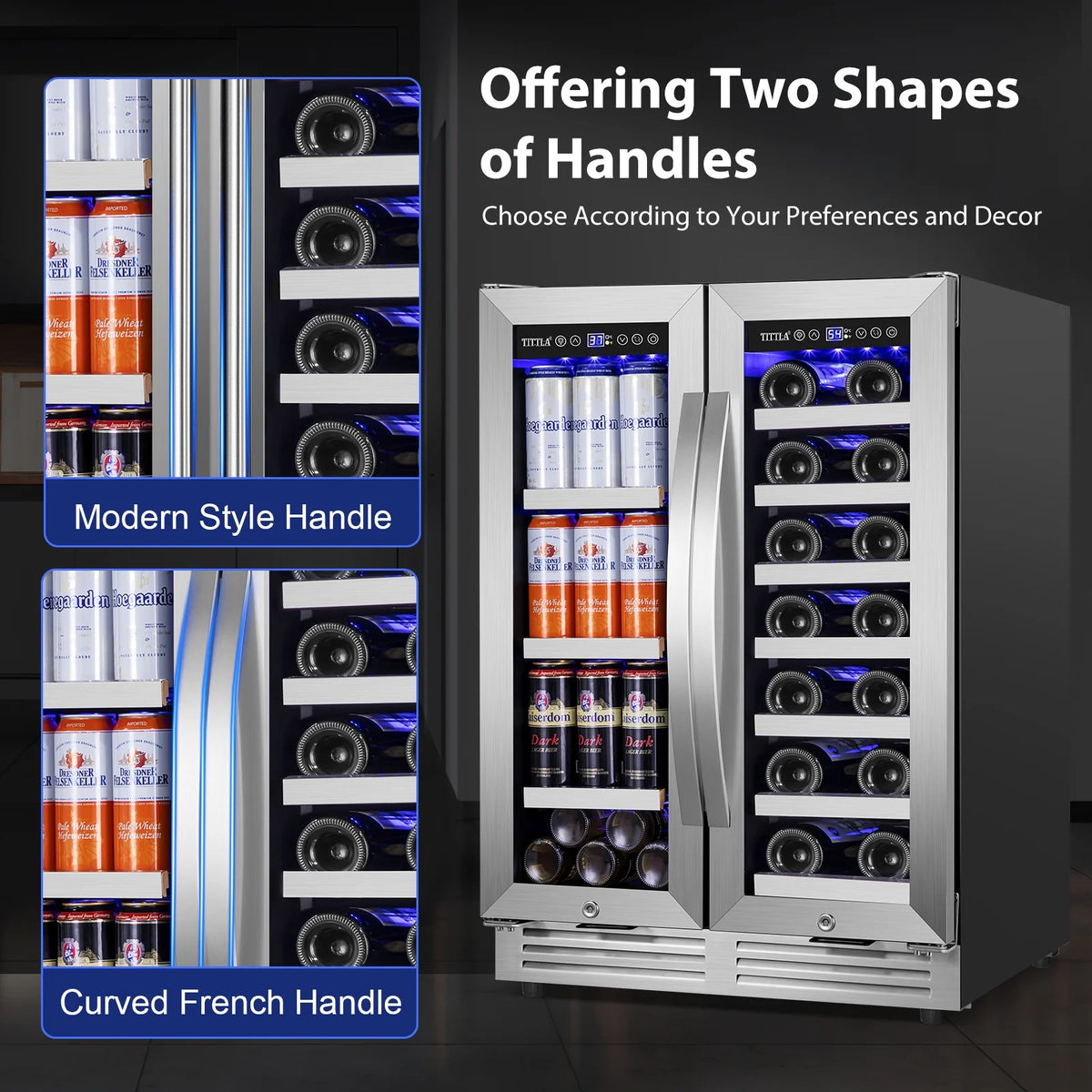 Built in Wine Cooler Beverage Cooler 18-Wine Bottles and 57 Cans Dual Zone K783