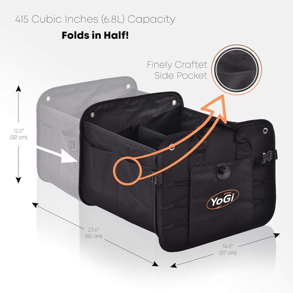Black Collapsible Car Trunk Organizer with Lid F6509