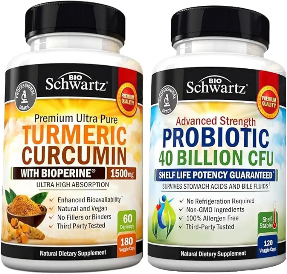 40 Billion CFU Daily Probiotic Supplement Plus Turmeric Curcumin 1500mg Complex F2784