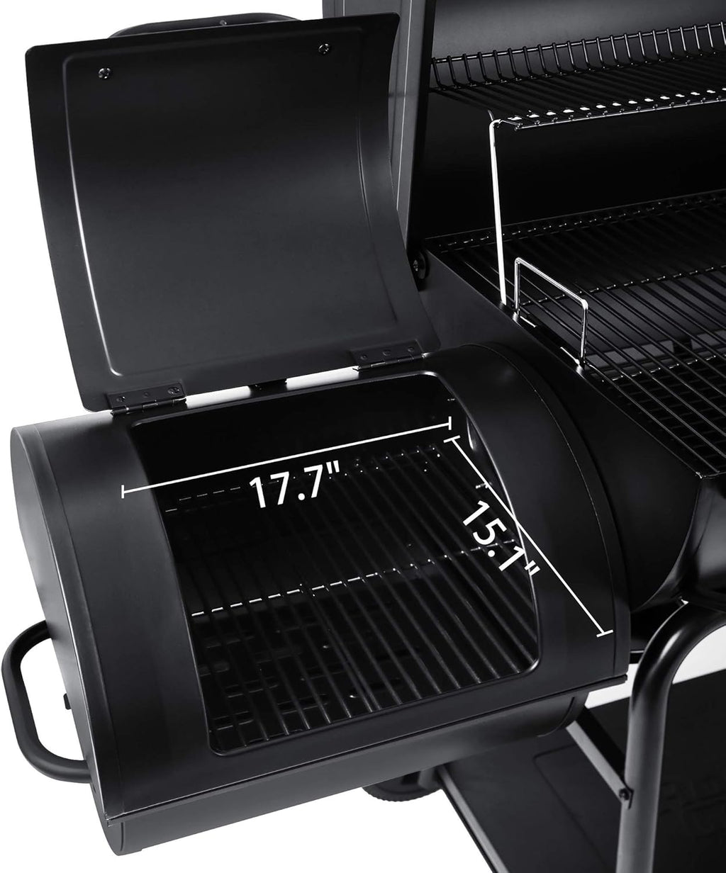 Charcoal Barrel Grill with Offset Smoker, 1188 Square Inches, Black B87572