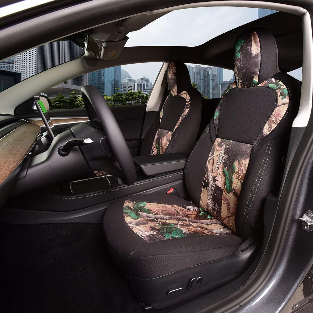 Red and Black Fabric Car Seat Cover Set for Tesla Model 3/Y Q985454