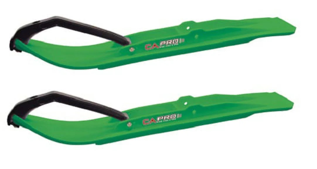 Green XT Snowmobile Skis with 6" Round Bars Complete Kit I9408