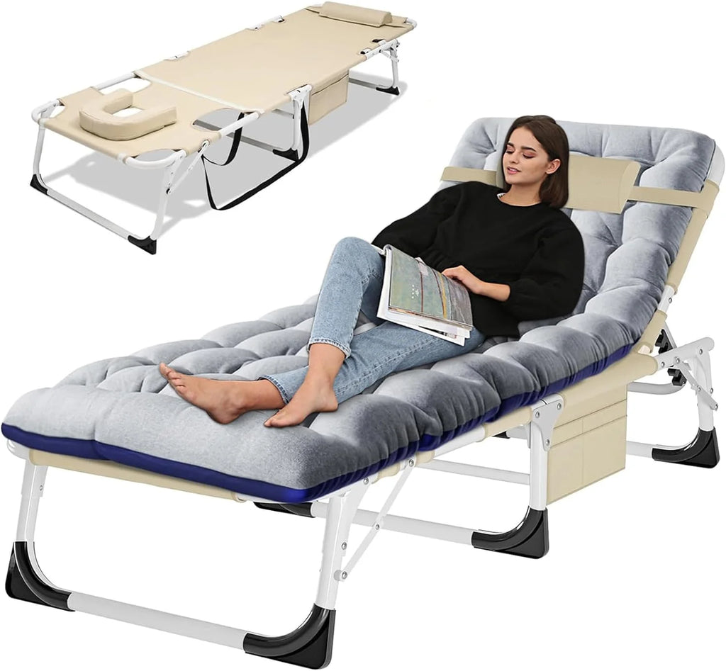 Portable Folding Camping Cot Bed with Mattress & Pillow J251136