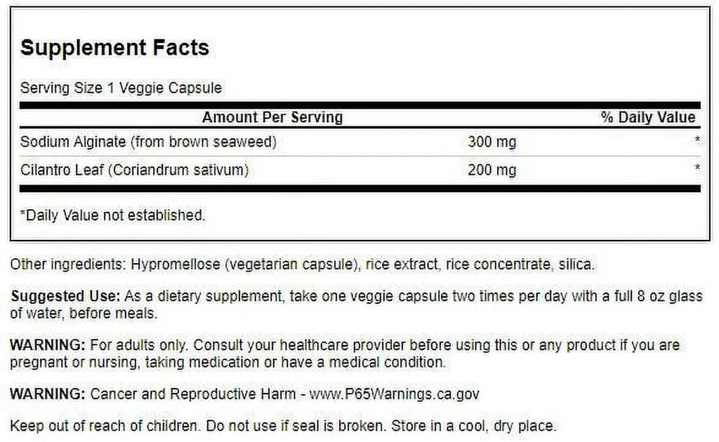 Brown Seaweed Sodium Alginate with Cilantro Leaf 60 Veg Caps 3 Pack A1844