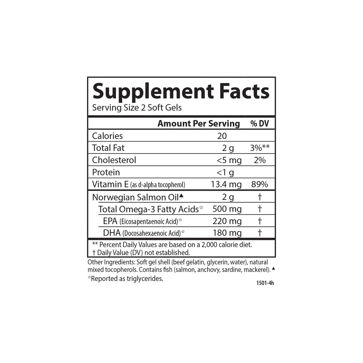 Norwegian Salmon Oil 500 mg Omega-3s 180 Softgels Q74626