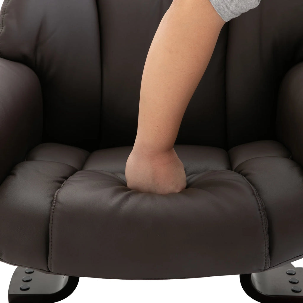 Brown Faux Leather Massage Recliner Chair with Footrest N27857