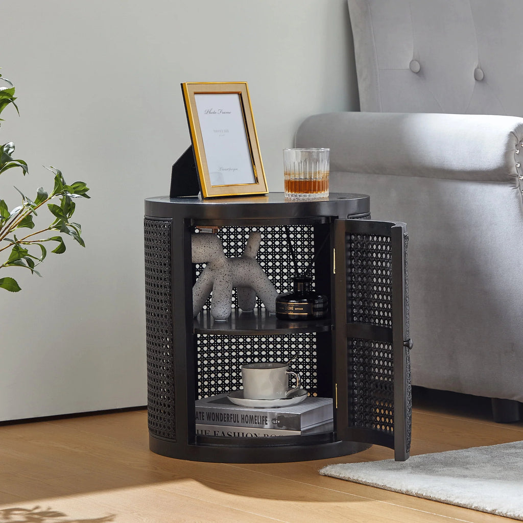 15 Diameter Round End Table with Double Storage Cabinet C457680