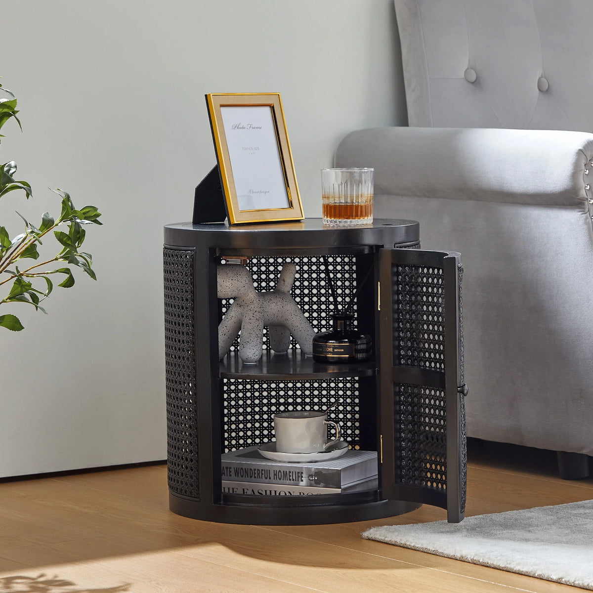 15 Diameter Round End Table with Double Storage Cabinet C457680