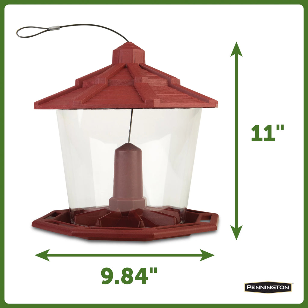 Red Recycled Plastic Wild Bird Hopper Feeder, 7 lb. Capacity, 2 Pack V53112