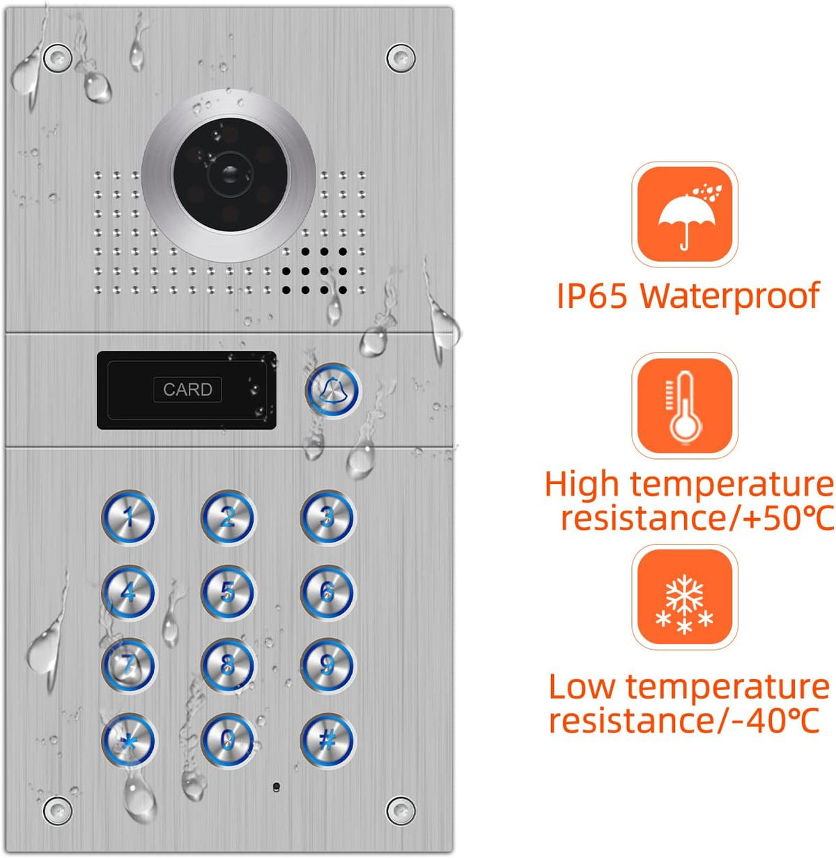 7 Inch Wired Video Doorbell 960P Camera IP65 Waterproof W493