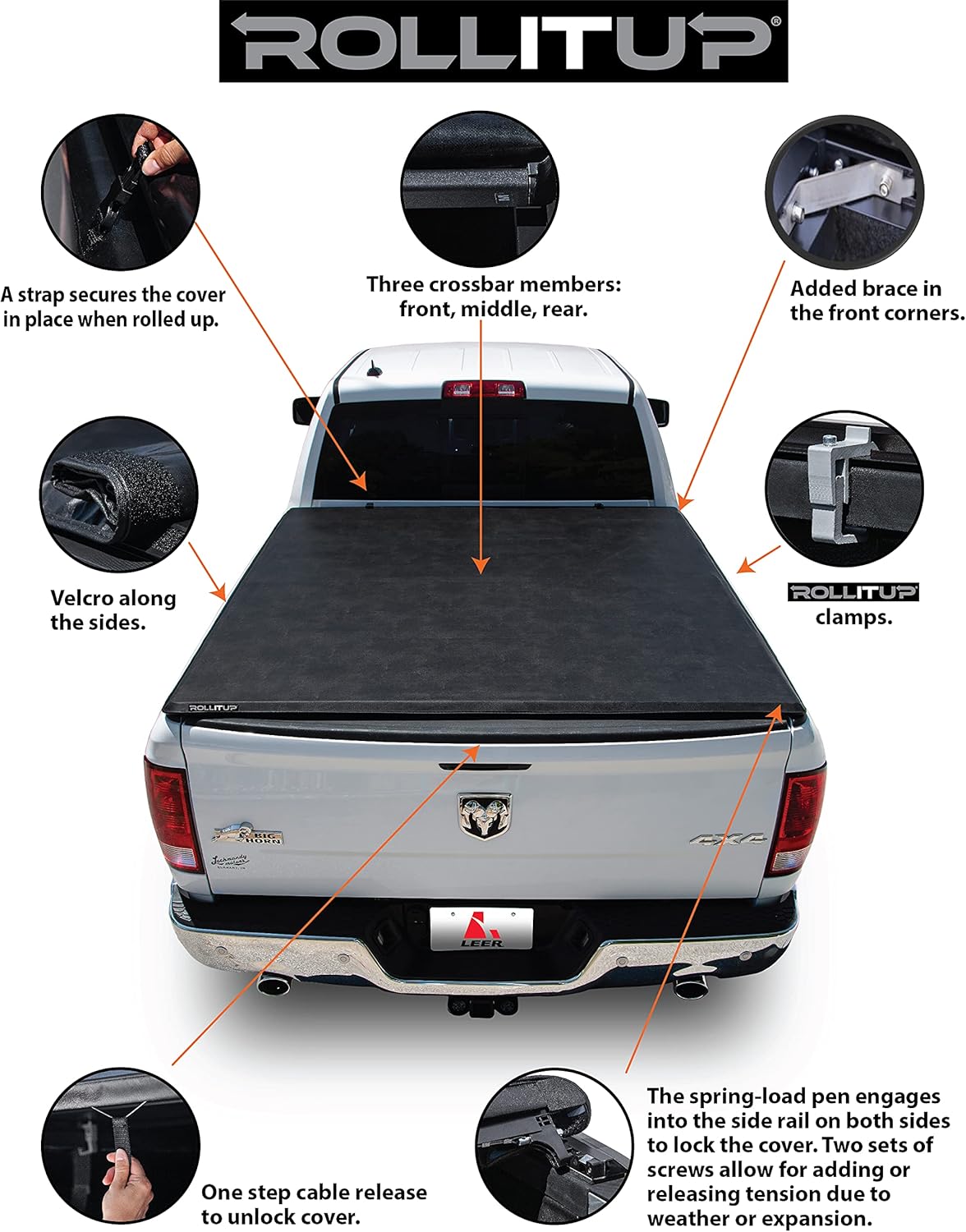 Soft Roll Up Truck Bed Tonneau Cover Z882