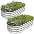 Silver 4x2x1ft Metal Raised Garden Bed 2pack O616