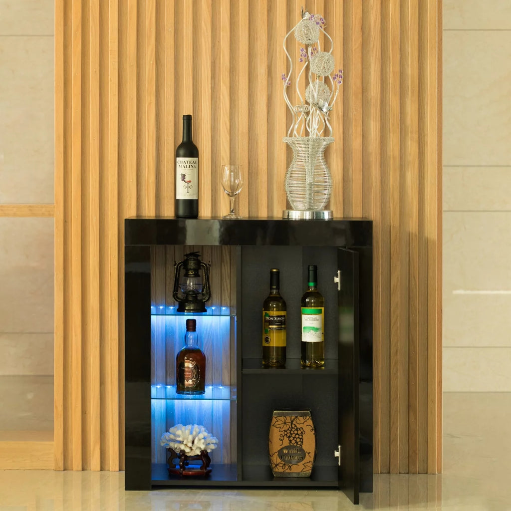 Living Room Side Storage Cabinet with LED Q900109