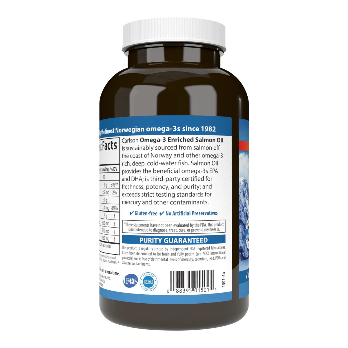 Norwegian Salmon Oil 500 mg Omega-3s 180 Softgels Q74626