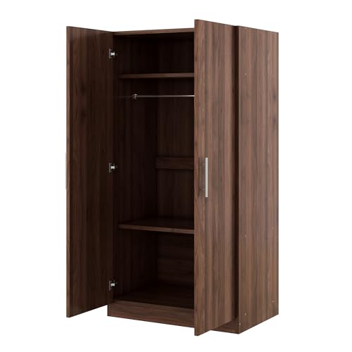 Black 4-Door Wooden Wardrobe Closet with 2 Drawers V669