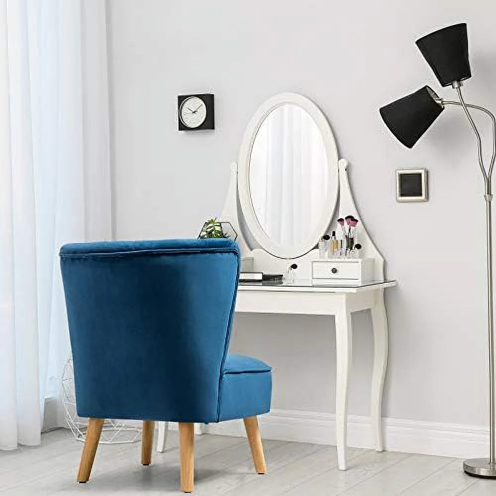 Armless Velvet Accent Chair with Rubber Wood Legs U749