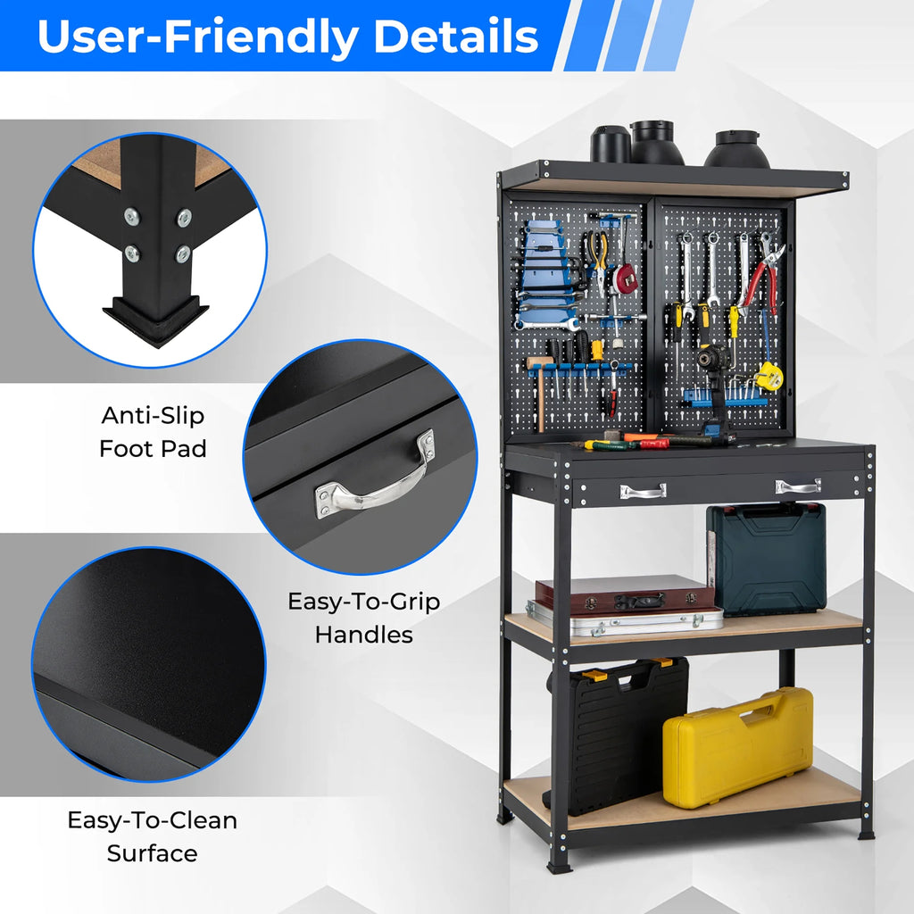 Heavy-Duty Workbench with 2 Shelves Q955543