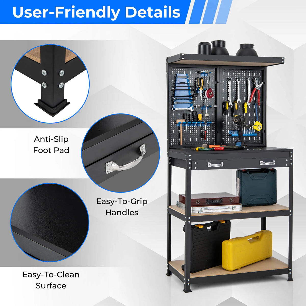 Heavy-Duty Workbench with 2 Shelves Q955543
