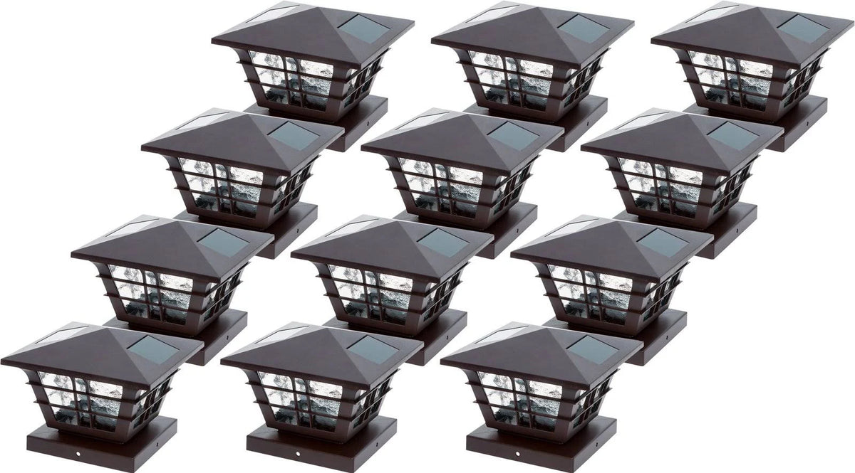 5x5 Solar Post Cap Light with 4x4 Base Adapter, Brown, 12 Pack I138