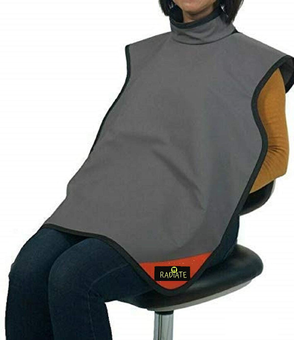 Dental X-Ray Apron with Thyroid Shield Collar, 0.3mm Lead, Grey I859882