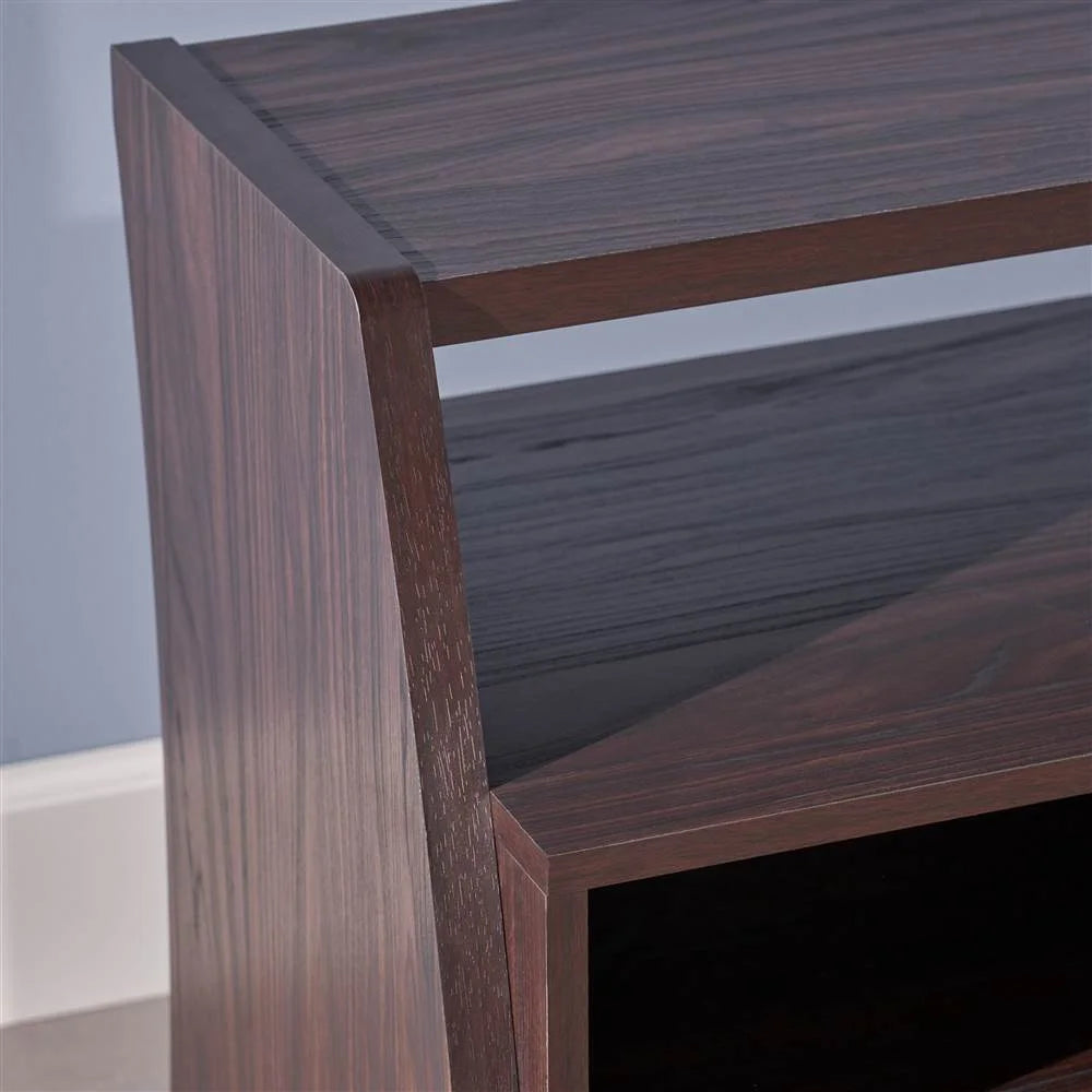 Faux Wood Overlay TV Stand in Dark Walnut G45695