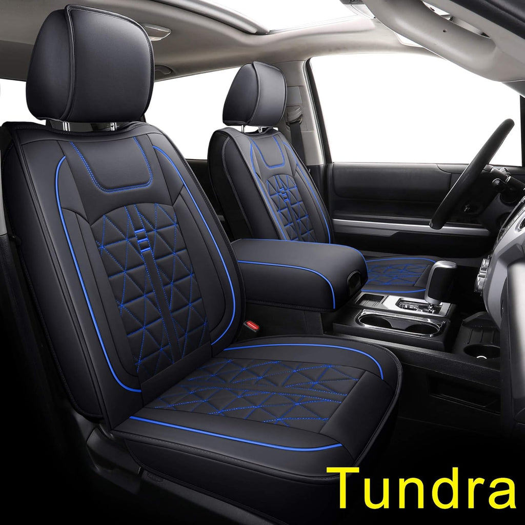Black & Blue Waterproof Faux Leather Seat Covers Full Set O951384