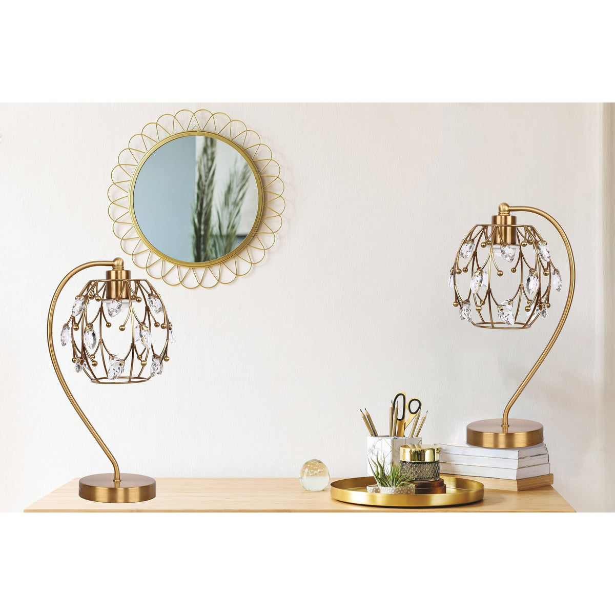 Polished Nickel Task Lamp with Crystalline Metal Shade (2-Pack) B327054