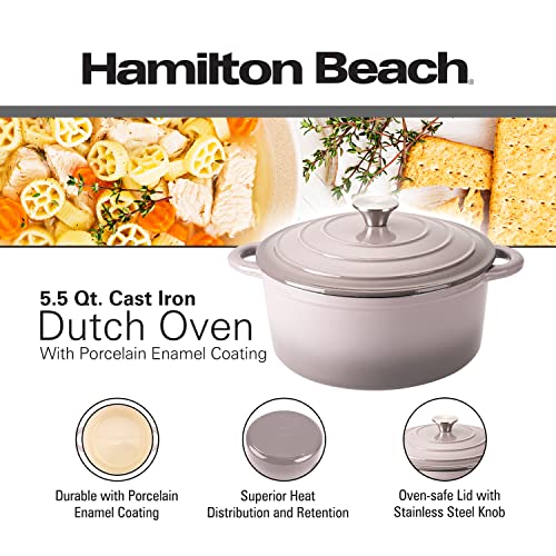Red Enameled Cast Iron Dutch Oven 5.5-Quart with Lid W619