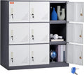 Gray Steel 9 Doors Storage Cabinet with Keys S698557