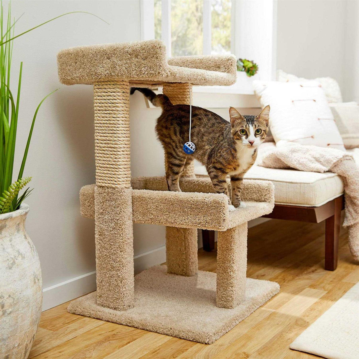 32-in Real Carpet Wooden Cat Tree A23181