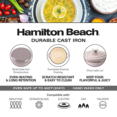 Red Enameled Cast Iron Dutch Oven 5.5-Quart with Lid W619