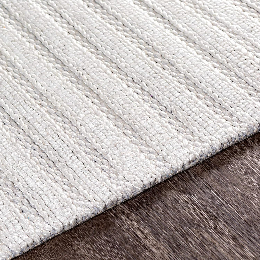 Wool & Viscose Bohemian Area Rug, Ivory, Beige, Cream, Grey, 10' x 14' Y3787