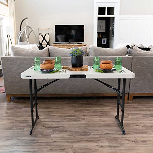 4-Foot Commercial Adjustable Folding Table, Almond G35211