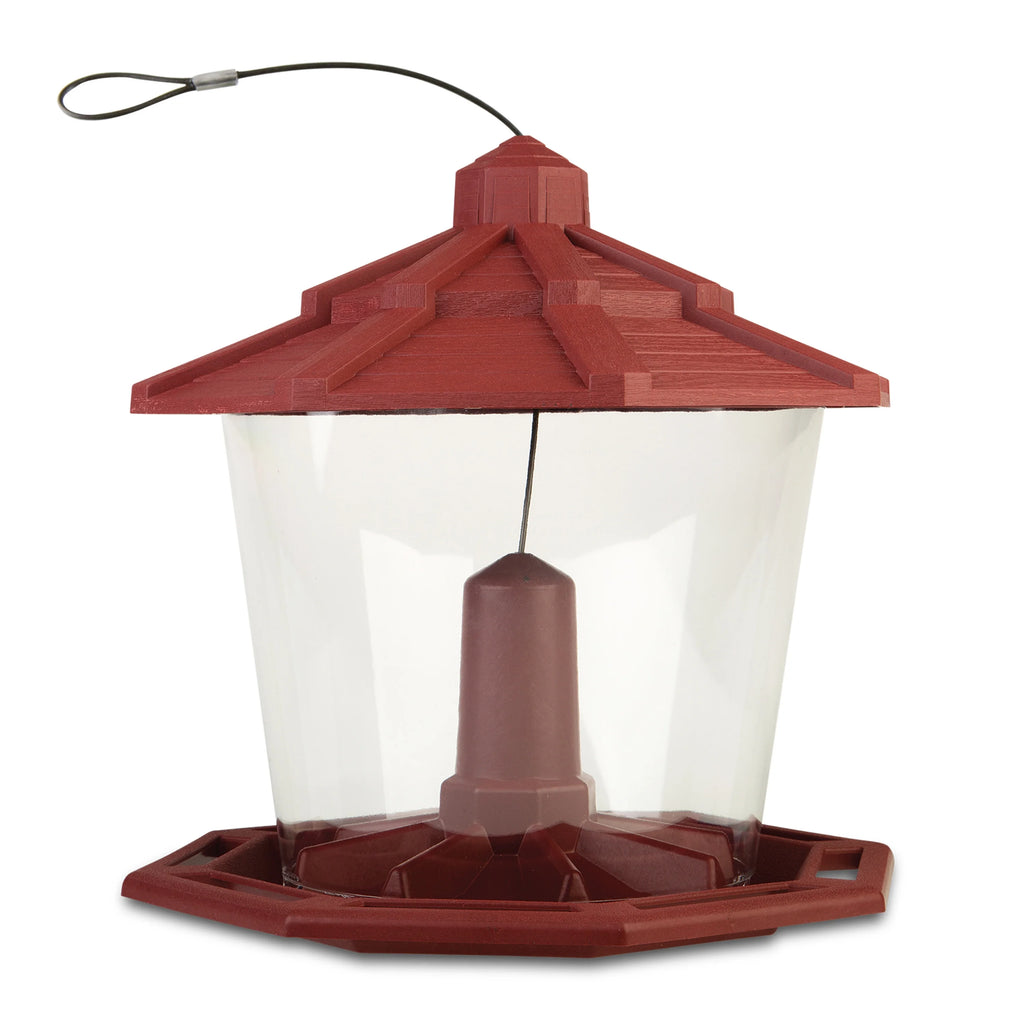 Red Recycled Plastic Wild Bird Hopper Feeder, 7 lb. Capacity, 2 Pack V53112